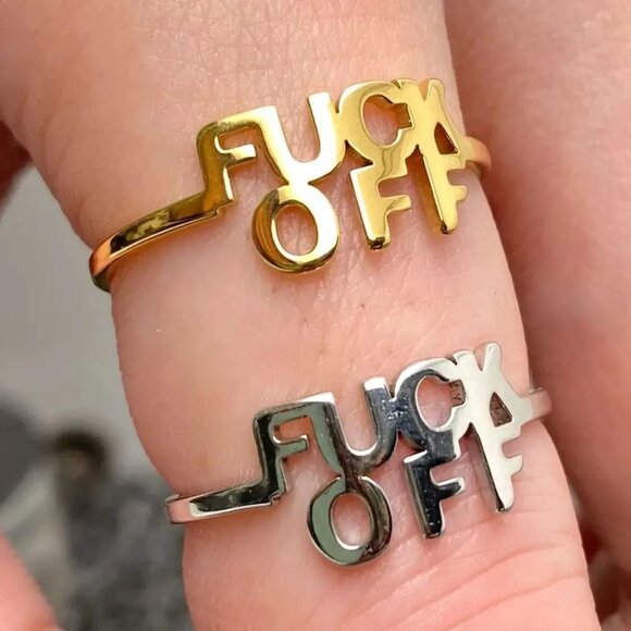 ($6) F*ck Off Wrap Ring - Silver - Picture 2 of 2
